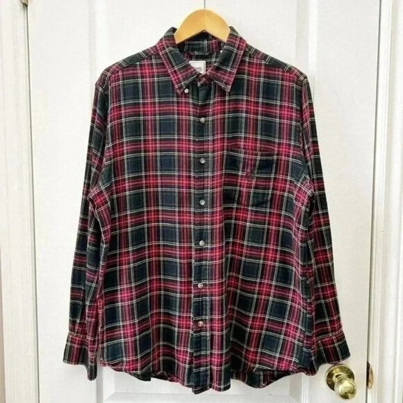 Chaps Men’s Plaid Flannel Long Sleeve Button Down Shirt Red Blue Black Green LG - Picture 4 of 16